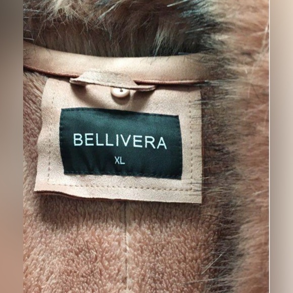 Vintage Y2K Pink Faux Fur and Suede Belted + Hooded Trench Coat - Picture 4 of 4